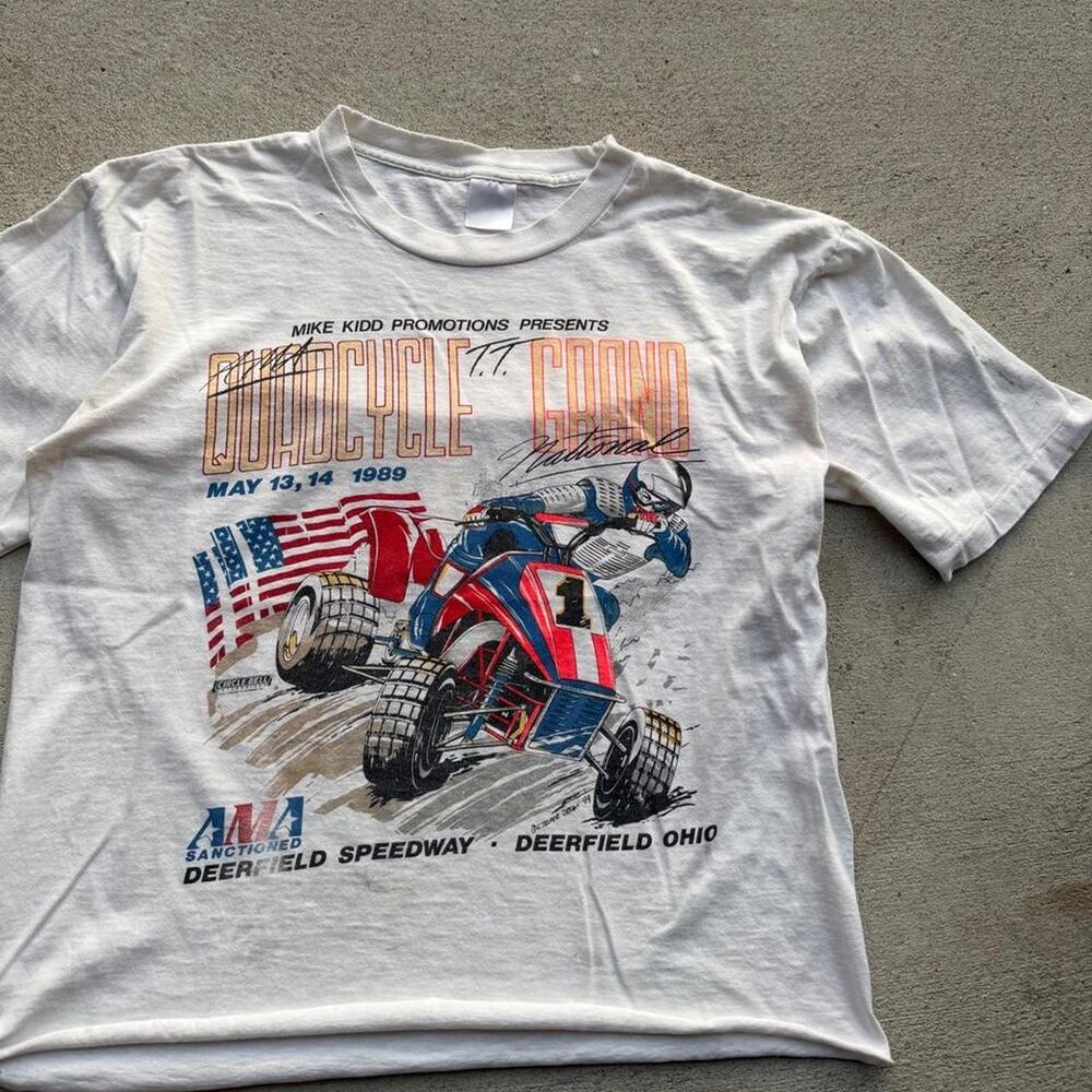 1989 ama motorcycle grand national cropped white tee medium